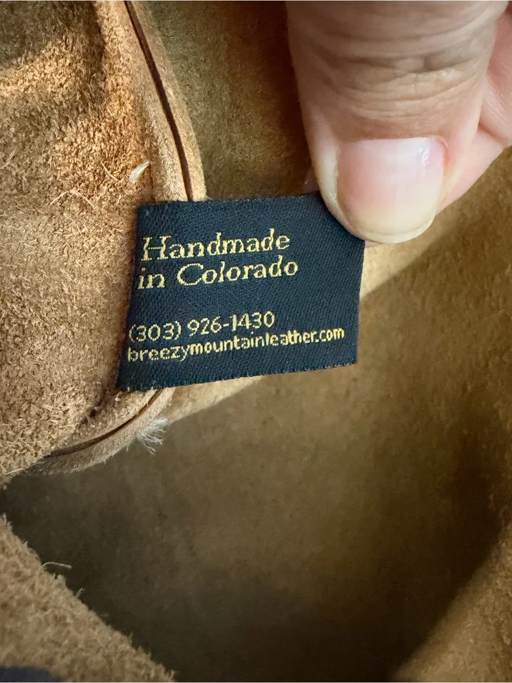 Handmade Tan Leather Big Pocket Bag with Turquoise Touchstone